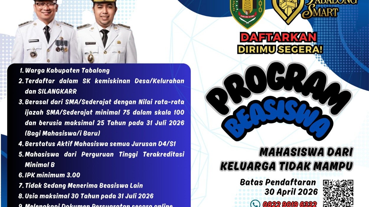 Pemberitahuan Pendaftaran Beasiswa atau daftar ulang bagi penerima Beasiswa Tahun Anggaran 2026