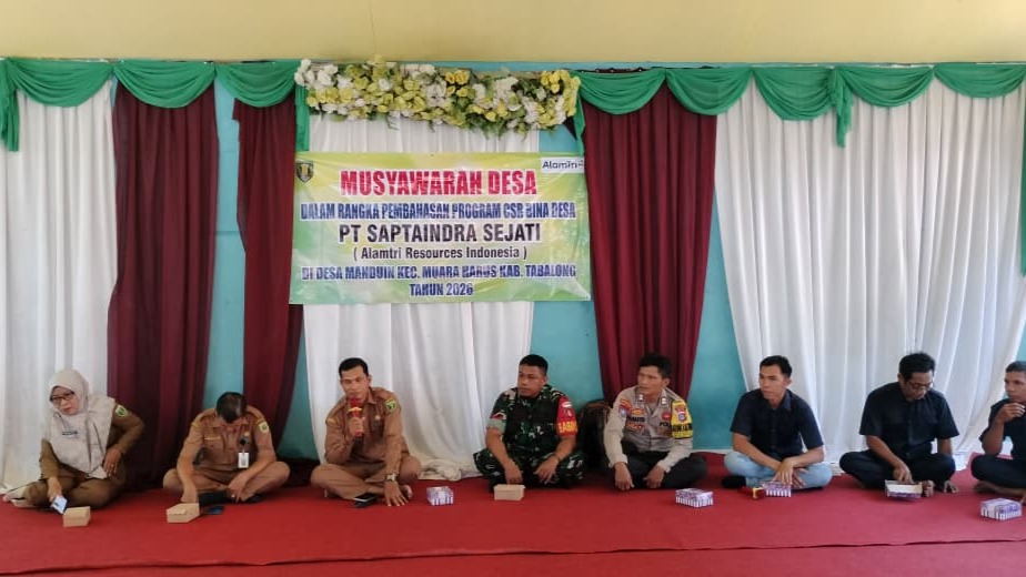 Musyawarah Desa Dalam Rangka Pembahasan Program CSR Bina Desa di Desa Manduin Kec. Muara Harus Oleh PT. Saptaindra Sejati Tahun 2026