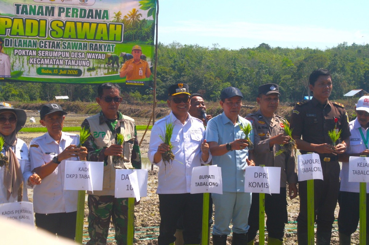 Perkuat Ketahanan Pangan, Pemprov Kalsel Kucurkan Bantuan Rp 1,3 Miliar pada Tanam Perdana Padi di Baruh Mambari Desa Wayau