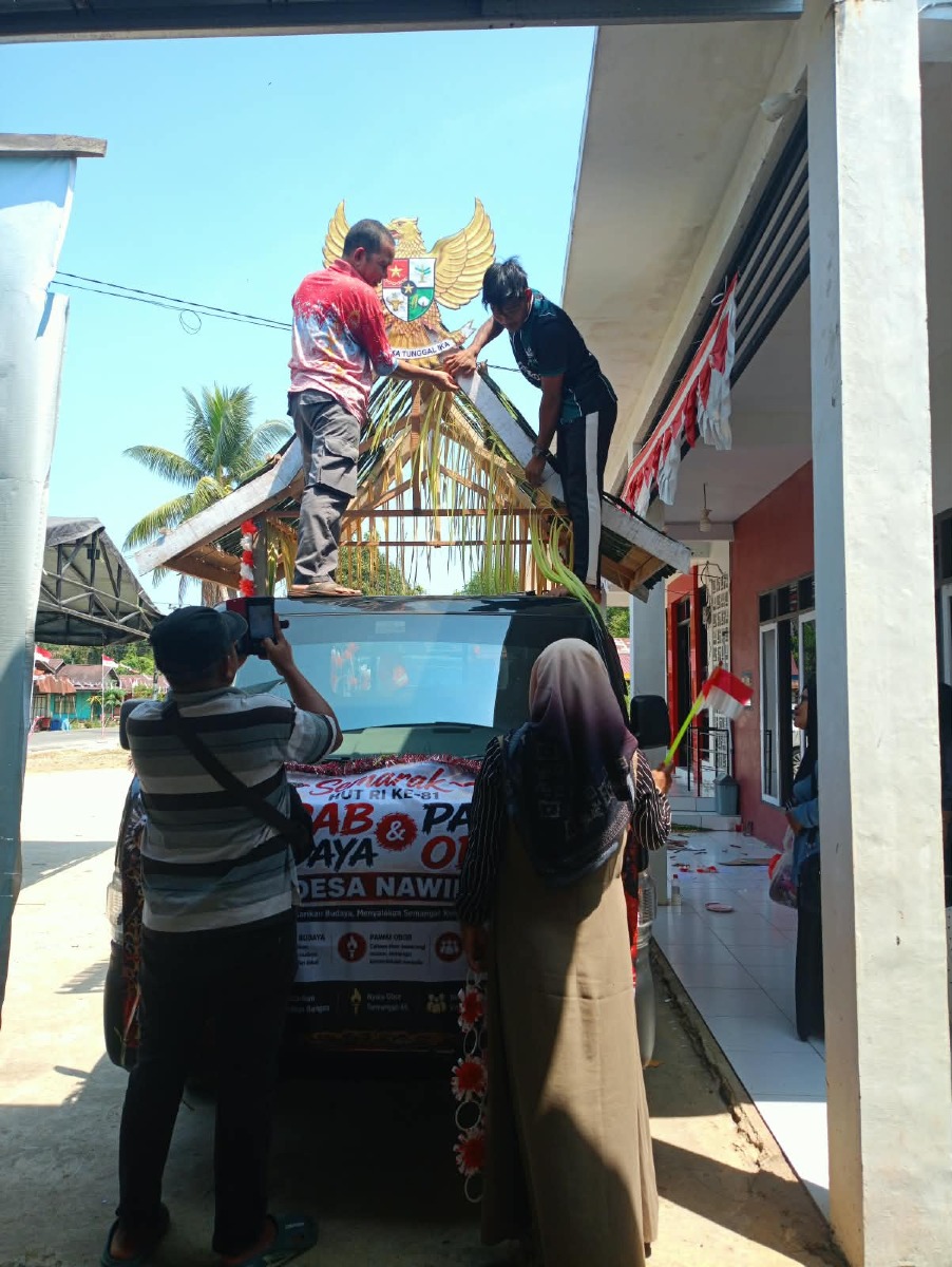 Pemdes Nawin Gelar Gotong Royong Persiapan Pawai Budaya Kecamatan Haruai