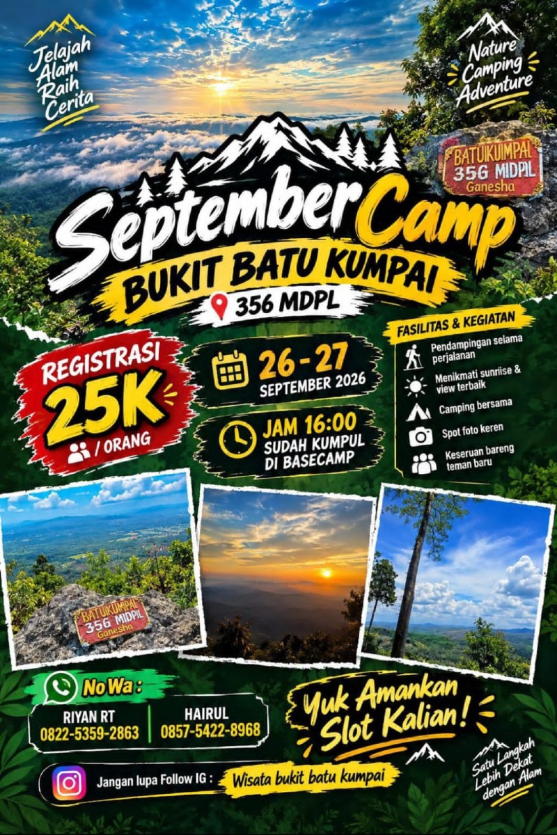 Bukit Batu Kumpai, Pesona Alam Menawan di Desa Santuun