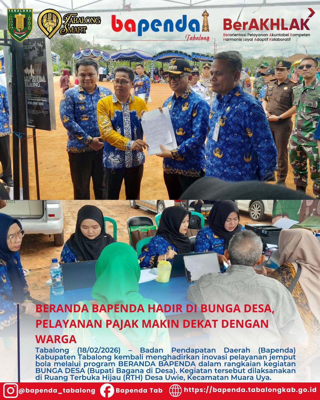 BERANDA BAPENDA Hadir di BUNGA DESA, Pelayanan Pajak Makin Dekat dengan Warga