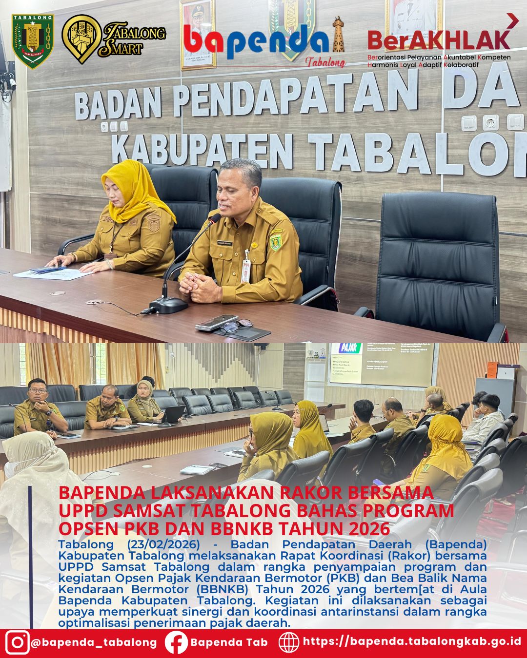 Bapenda Laksanakan Rakor Bersama UPPD Samsat Tabalong Bahas Program Opsen PKB dan BBNKB Tahun 2026