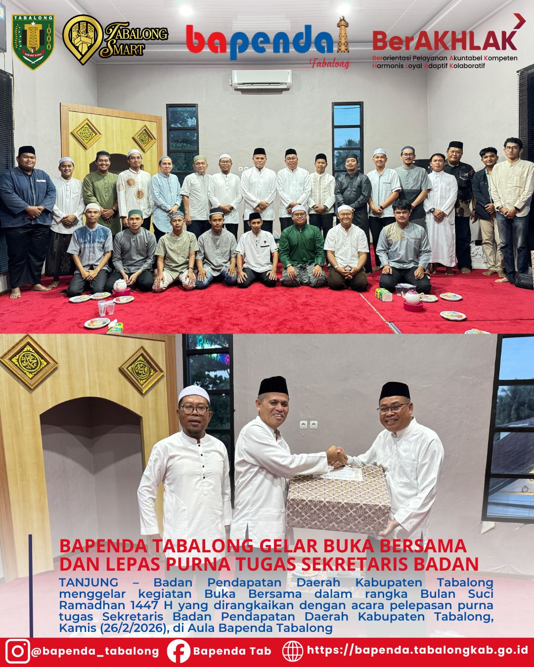 Bapenda Tabalong Gelar Buka Bersama dan Lepas Purna Tugas Sekretaris Badan 