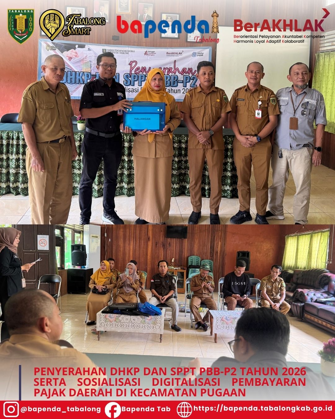 Bapenda Tabalong Serahkan DHKP dan SPPT PBB-P2 Tahun 2026 di Pugaan, Perkuat Pendataan dan Digitalisasi Pembayaran Pajak