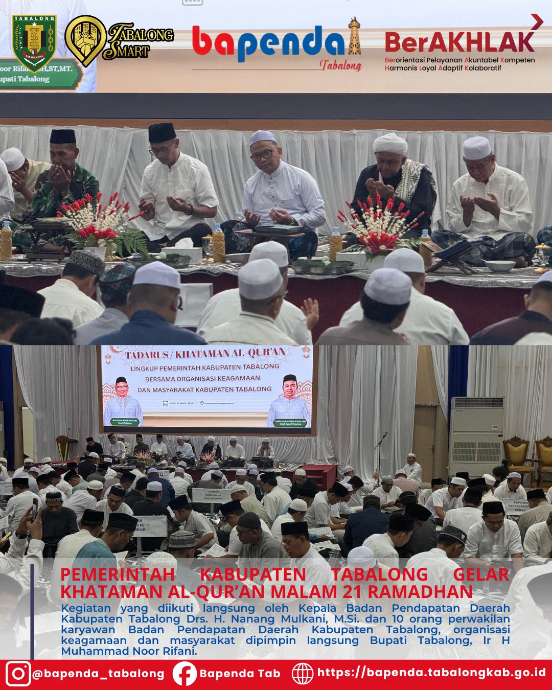 Pemerintah Kabupaten Tabalong Gelar Khataman Al-Qur'an Malam 21 Ramadhan