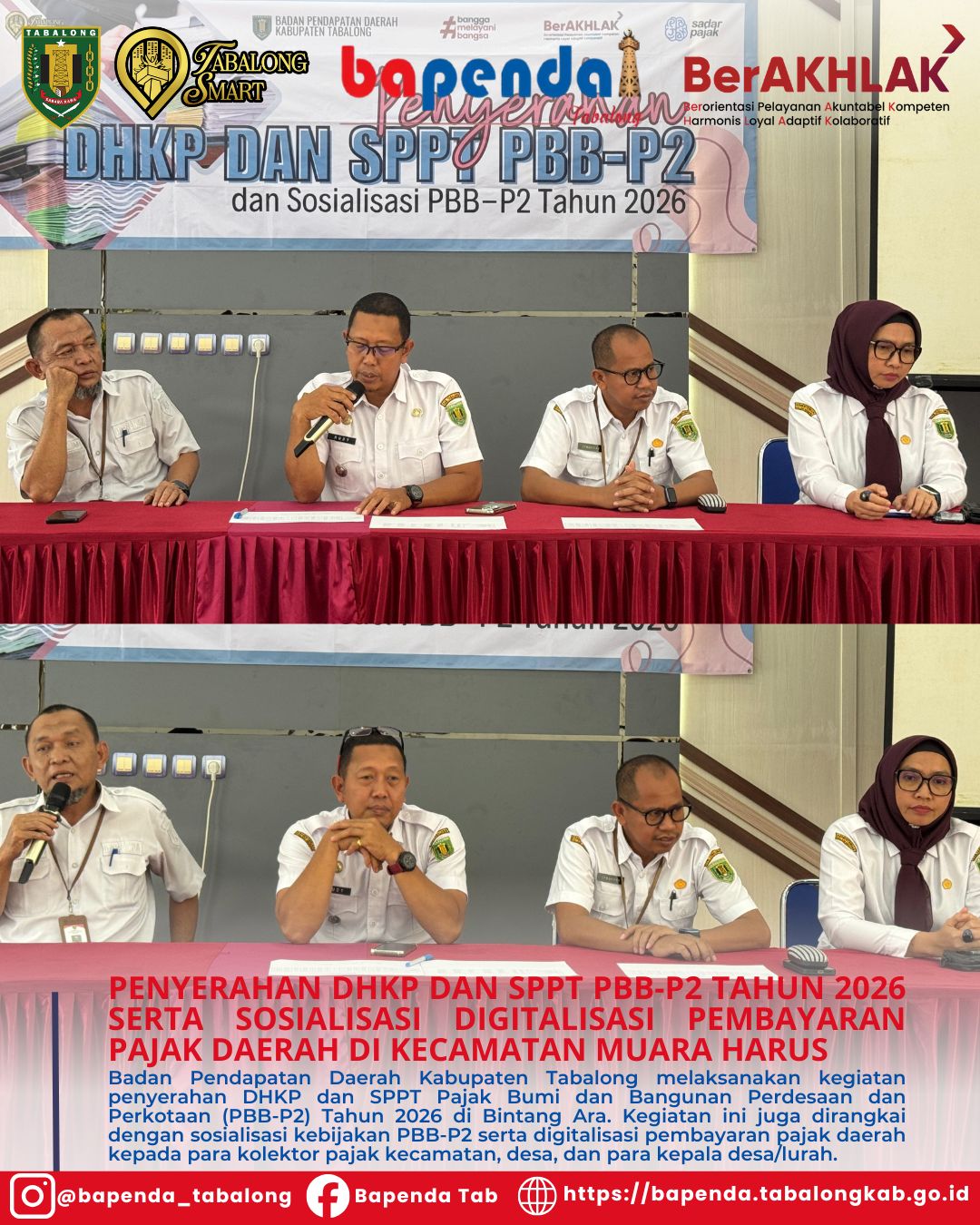 Bapenda Tabalong Serahkan DHKP dan SPPT PBB-P2 Tahun 2026 di Kecamatan Muara Harus