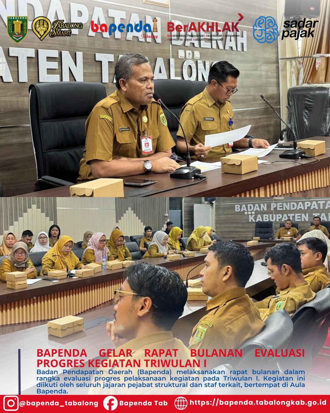 Bapenda Gelar Rapat Bulanan Evaluasi Progres Kegiatan Triwulan I