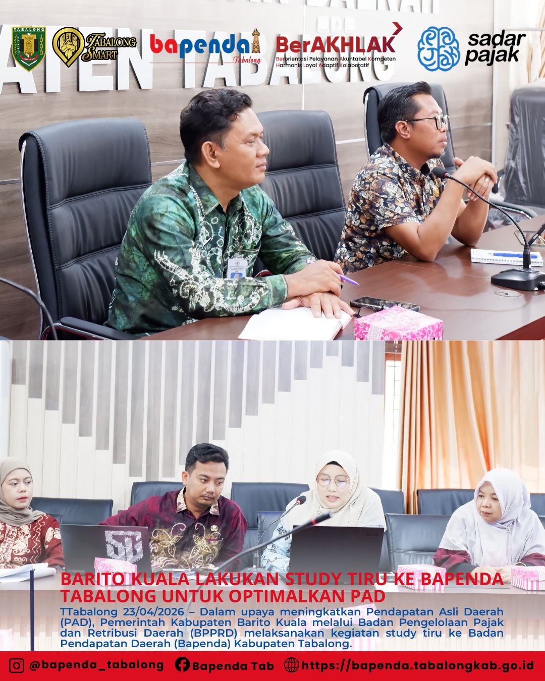 Barito Kuala Lakukan Study Tiru ke Bapenda Tabalong untuk Optimalkan PAD