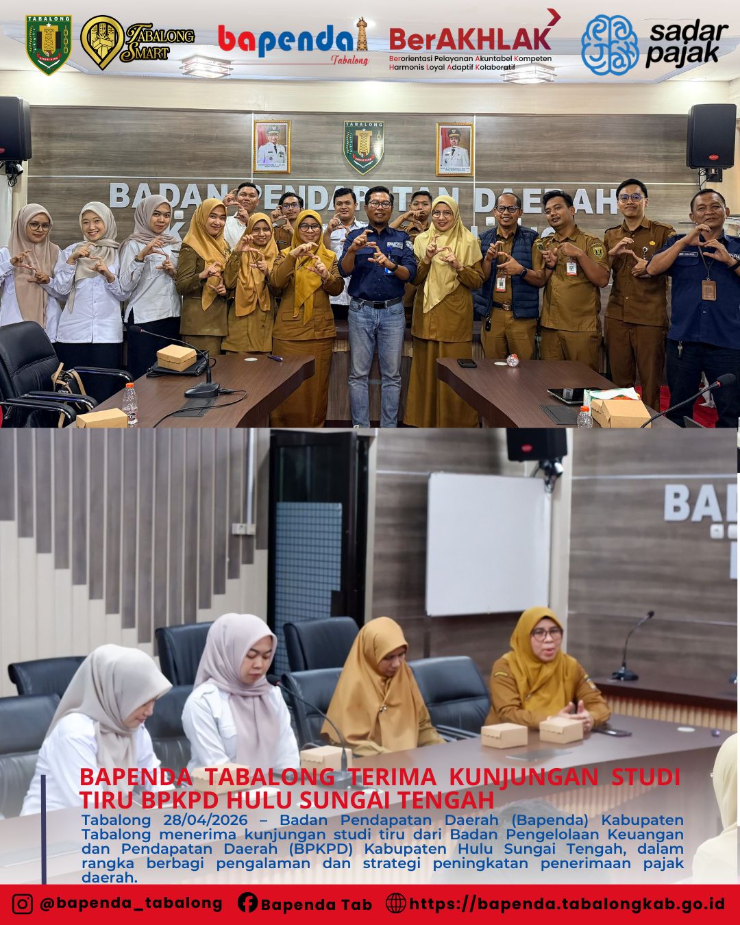 Bapenda Tabalong Terima Kunjungan Studi Tiru BPKPD Hulu Sungai Tengah