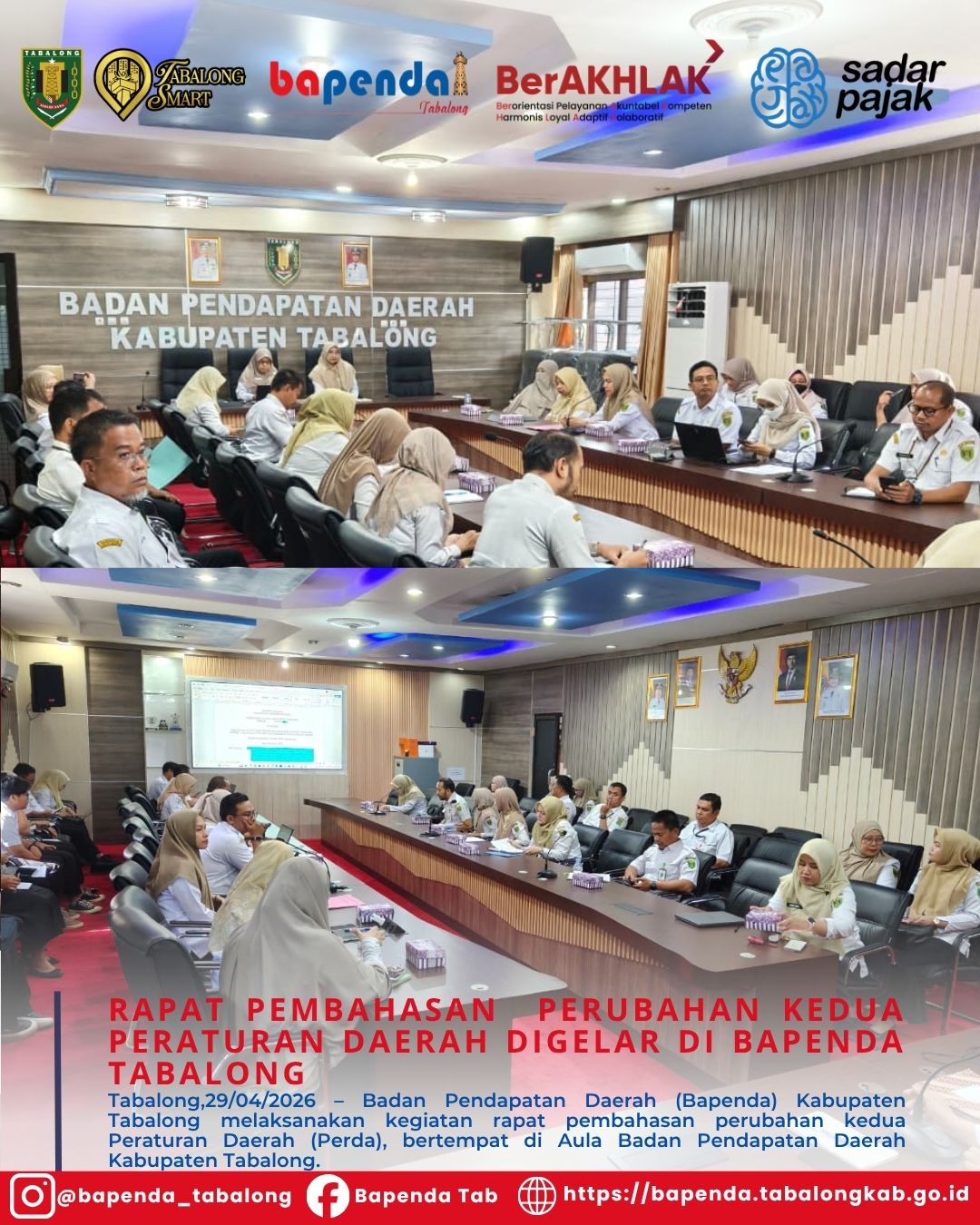 Rapat Pembahasan Perubahan Kedua Peraturan Daerah Digelar di Bapenda Tabalong