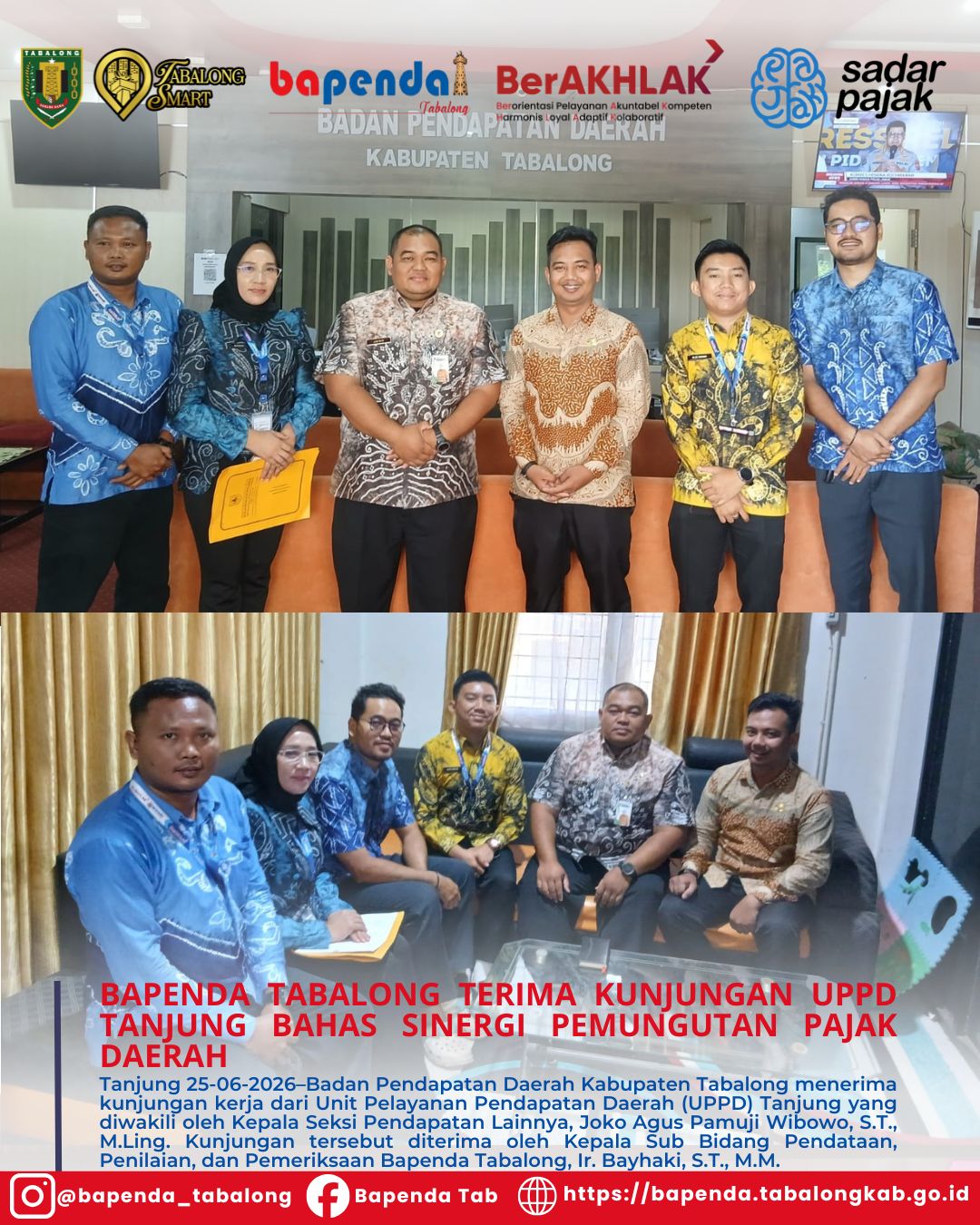 BAPENDA TABALONG TERIMA KUNJUNGAN UPPD TANJUNG BAHAS SINERGI PEMUNGUTAN PAJAK DAERAH ‎