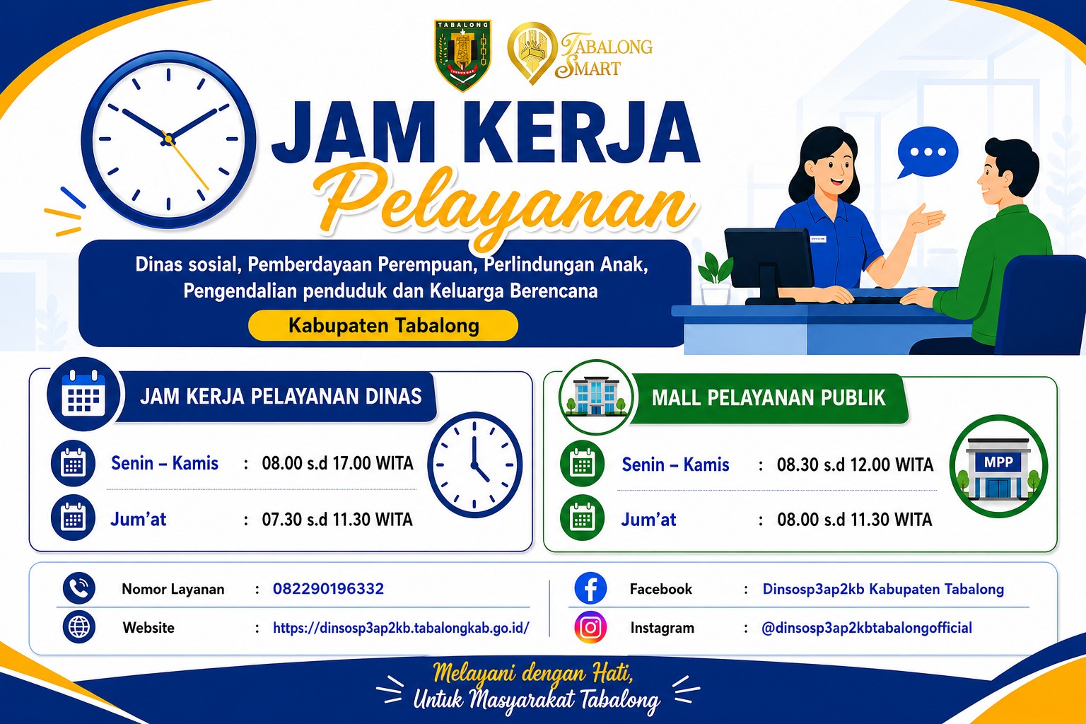 Jam Pelayanan Dinas Sosial, P3AP2KB Kab. Tabalong