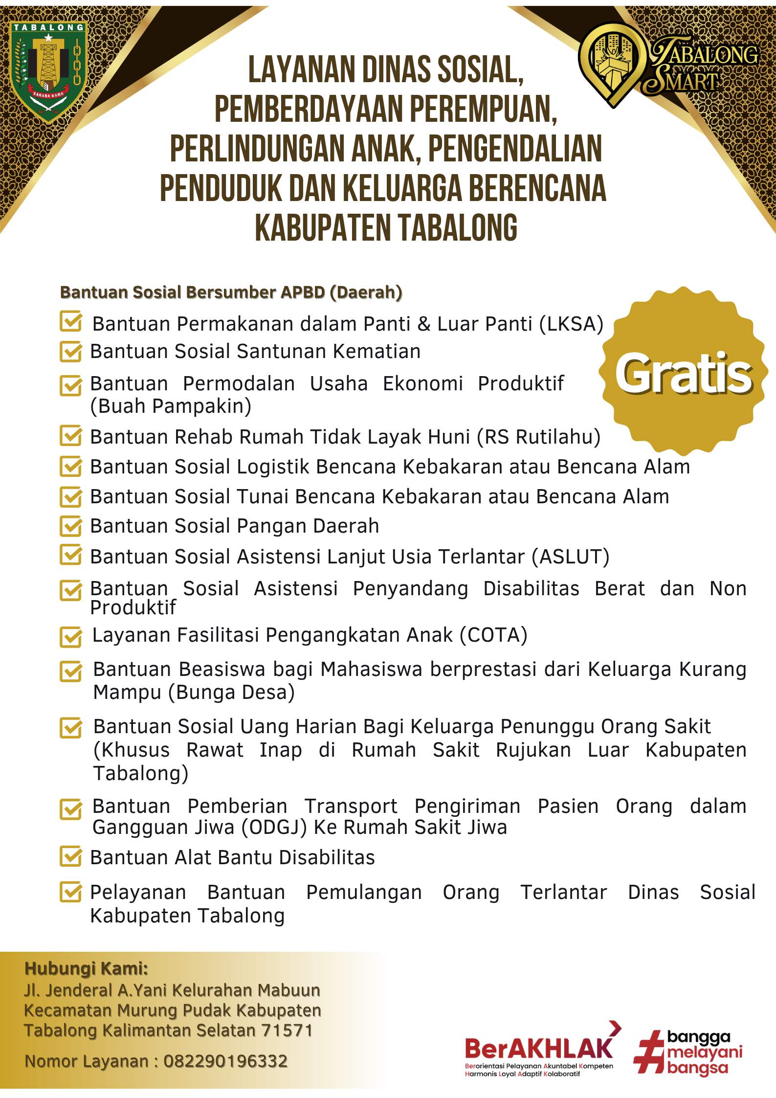 Layanan-Layanan pada Dinas Sosial, P3AP2KB Kabupaten Tabalong