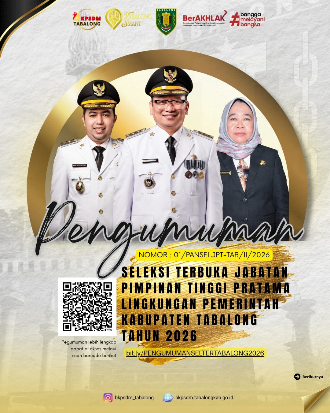 Seleksi Terbuka Jabatan Pimpinan Tinggi Pratama Lingkungan Pemerintah Kabupaten Tabalong Tahun 2026