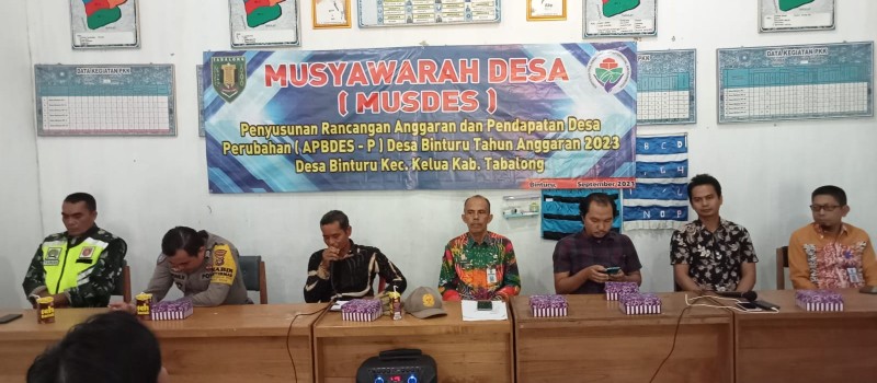 Musyawarah Desa (Musdes) Penyusunan Rancangan Anggaran dan Pendapatan Desa Perubahan (APBDES-P) Desa Binturu