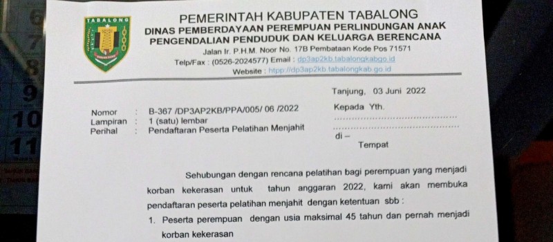 Pendaftaran Peserta Pelatihan Menjahit
