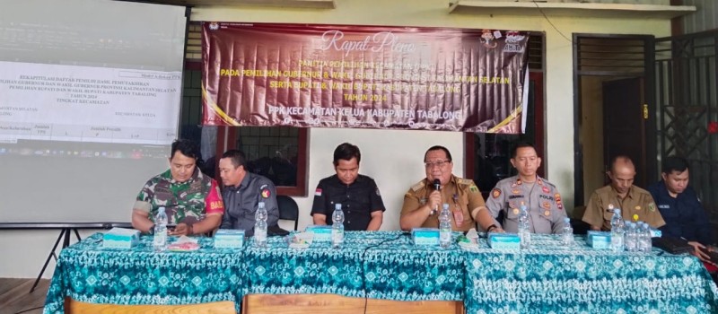 Rapat Pleno Panitia Pemilihan Kecamatan (PPK) pada Pemilihan Gubernur dan Wakil Gubernur Provinsi Kalimantan Selatan serta Bupati dan Wakil Bupati Kabupaten Tabalong Tahun 2024