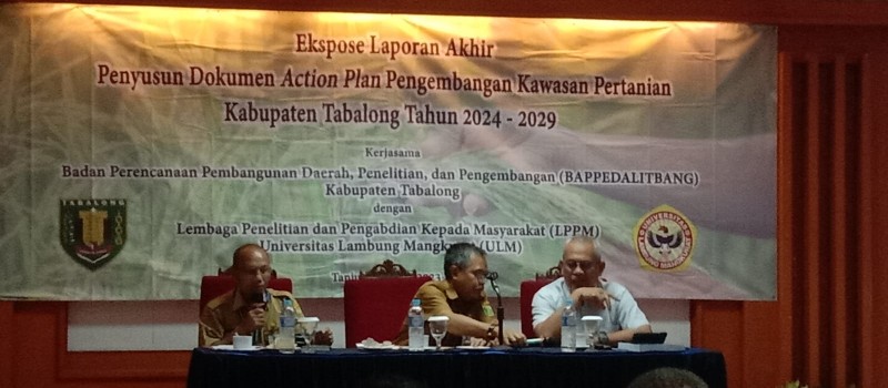 Acara Ekspose Laporan Akhir Penyusun Dokumen Action Plan Pengembangan Kawasan Pertanian Kab. Tabalong tahun 2004 - 2029 di Hotel Jelita Tanjung.