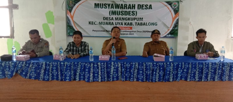 Acara Musyawarah Desa (MUSDES) dalam rangka Menyusun Rencana Kerja Pemerintah Desa (RKPDes) Tahun anggaran 2024 di Desa Mangkupum, Selasa 22 Agustus 2023