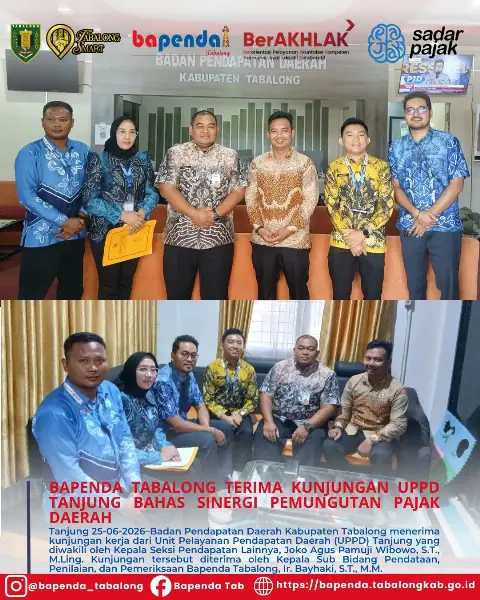 BAPENDA TABALONG TERIMA KUNJUNGAN UPPD TANJUNG BAHAS SINERGI PEMUNGUTAN PAJAK DAERAH ‎