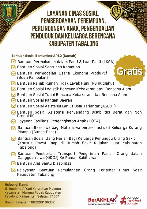 Layanan-Layanan pada Dinas Sosial, P3AP2KB Kabupaten Tabalong